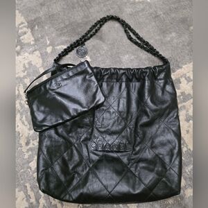 Sold Chanel So Black 22 Quilted Tote with Chain Strap